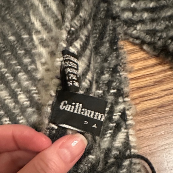 Guillaume de Mons Paris Plaid Fringe Scarf in Black and Tan - Picture 2 of 4